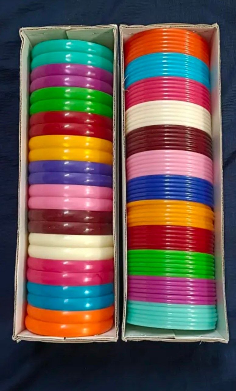 Classic Multicolored Glossy Glass Choodiyan Set for Festive &amp; Daily Styling (Pack of 2 Trays)